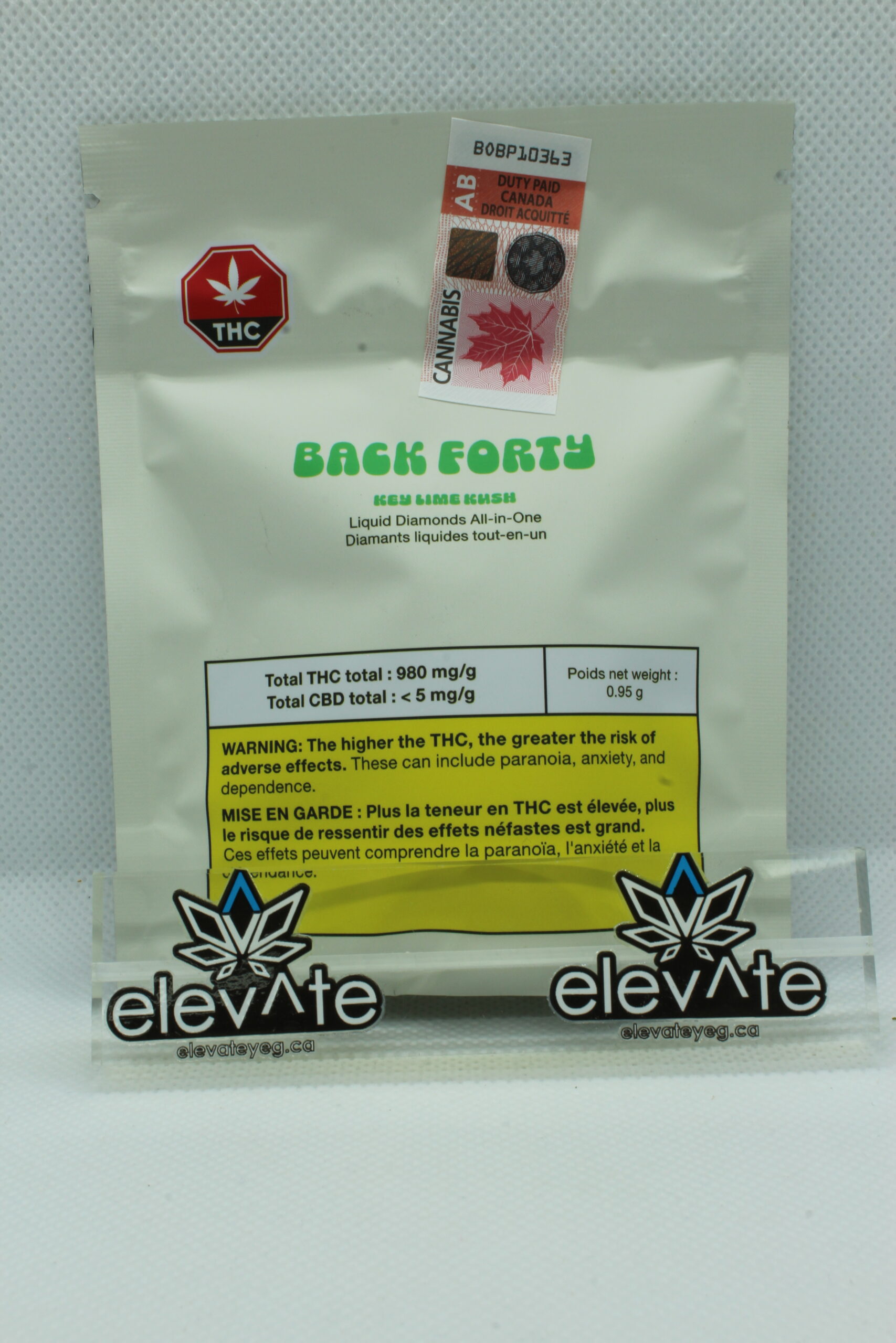 Back Forty Key Lime Kush Liquid Diamonds 0.95g Disp. Vape