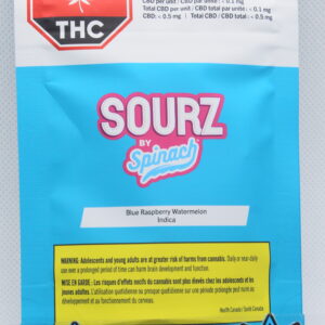 Spinach Sourz Blue Raspberry Watermelon Soft Chews x 5