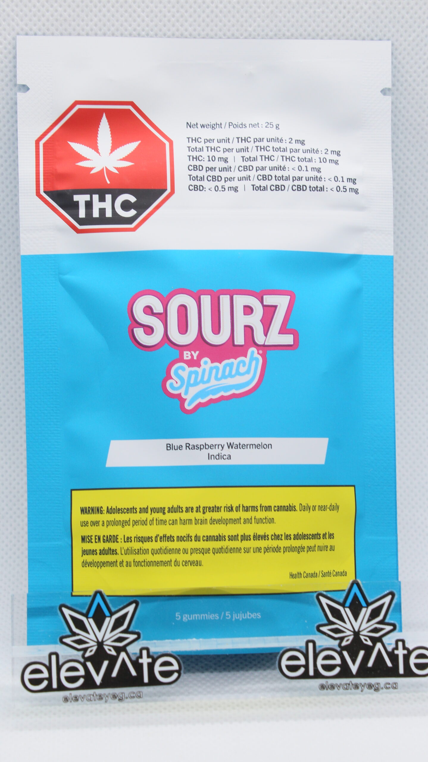 Spinach Sourz Blue Raspberry Watermelon Soft Chews x 5