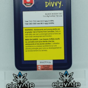 Divvy Black Widow CBD 10 x 0.35g Pre-Rolls