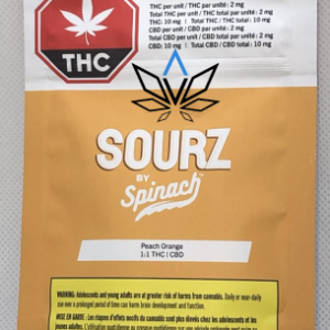 Spinach Sourz Peach Orange 1:1 Soft Chews x 5