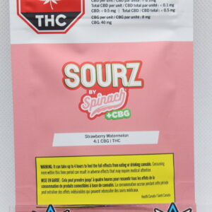 Spinach Sourz Strawberry Watermelon THC:CBG 1:4 Soft Chews x5