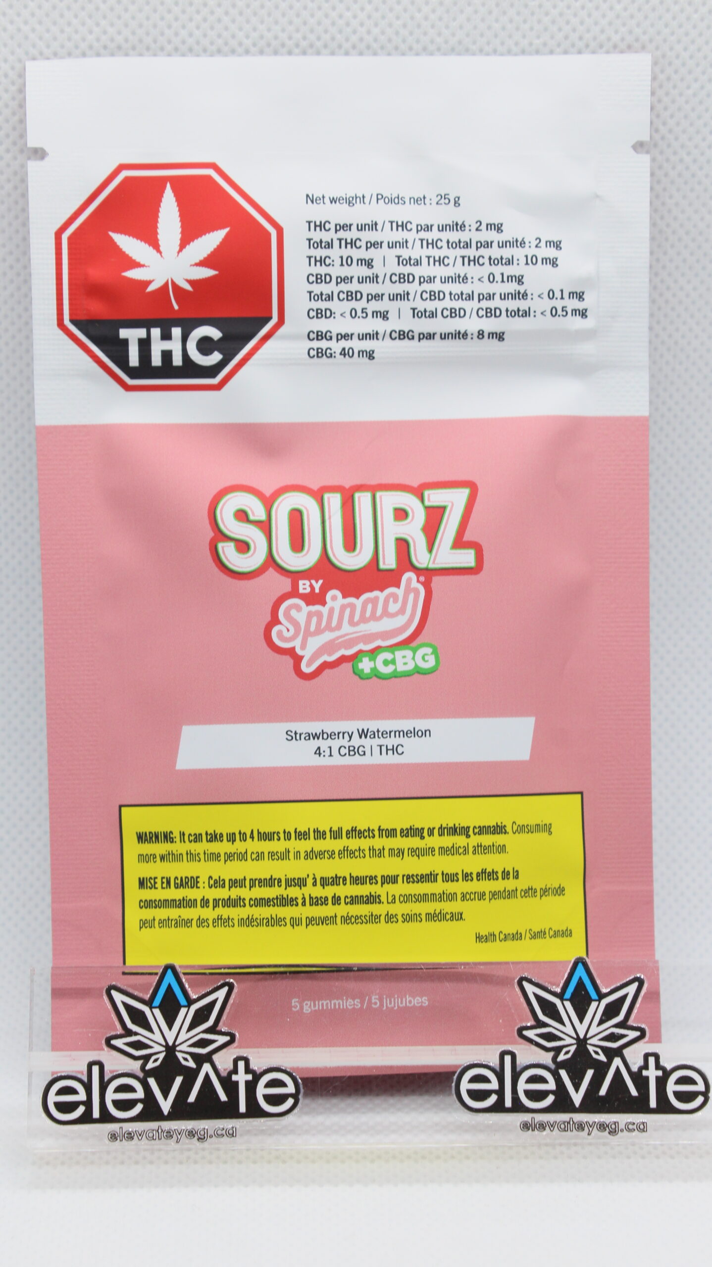 Spinach Sourz Strawberry Watermelon THC:CBG 1:4 Soft Chews x5