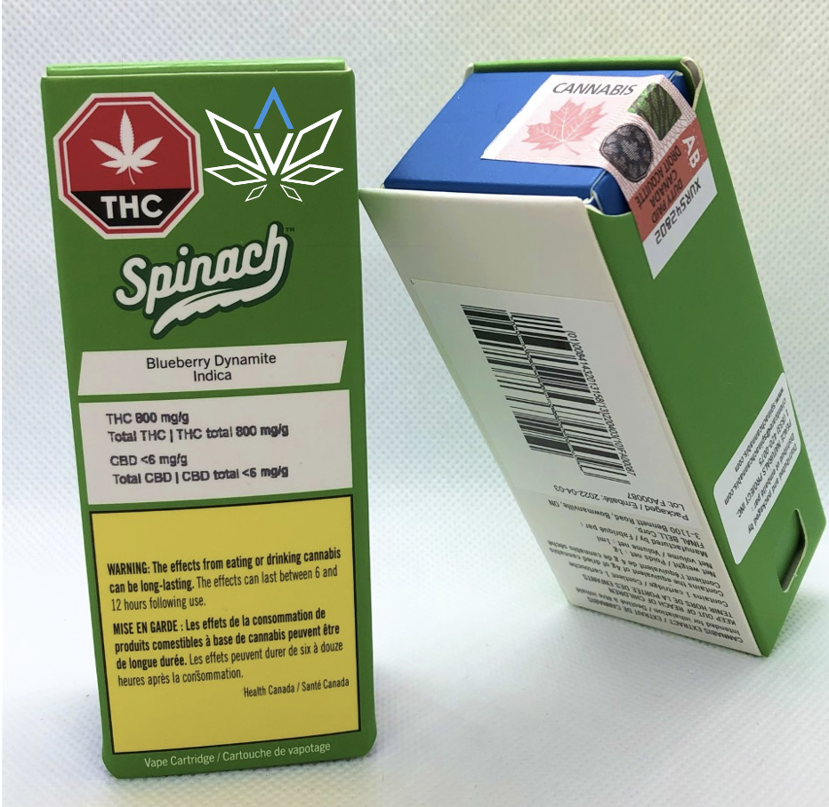 Spinach Blueberry Dynamite Vape Cart 1g