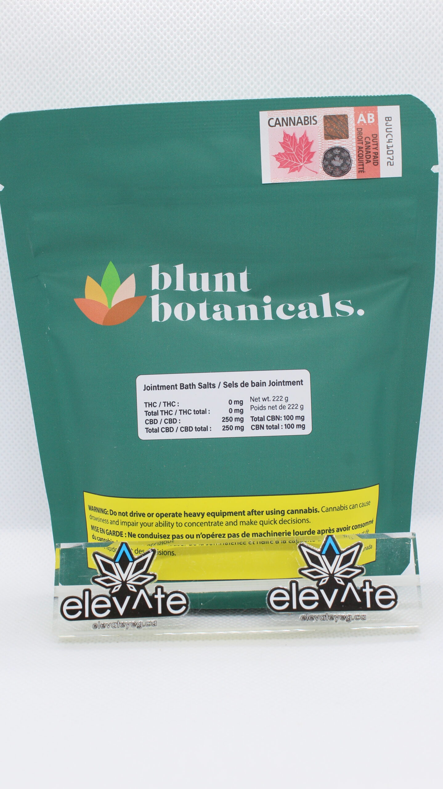 Blunt Botanicals Jointment CBD/CBN Bath Salts 222g - topical at Elevate Cannabis Co., Edmonton