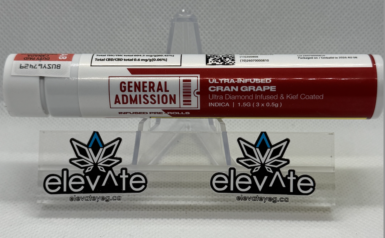 G Admission Cran Grape Diamond Infused 3 x 0.5g Pre-Rolls - Indica pre-roll at Elevate Cannabis Co., Edmonton