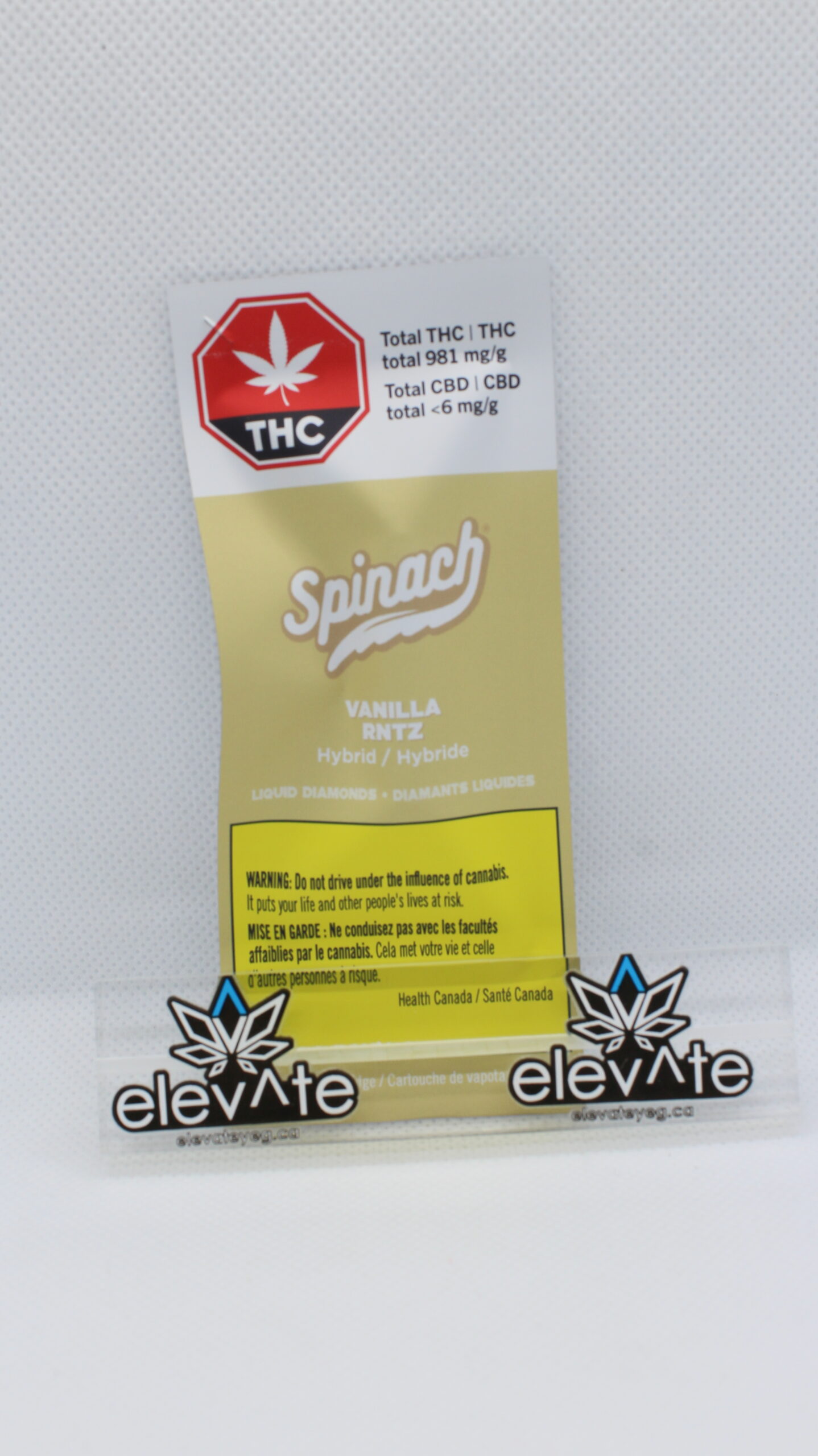 Spinach Vanilla RNTZ Liquid Diamonds Vape Cart 1g - concentrates at Elevate Cannabis Co., Edmonton