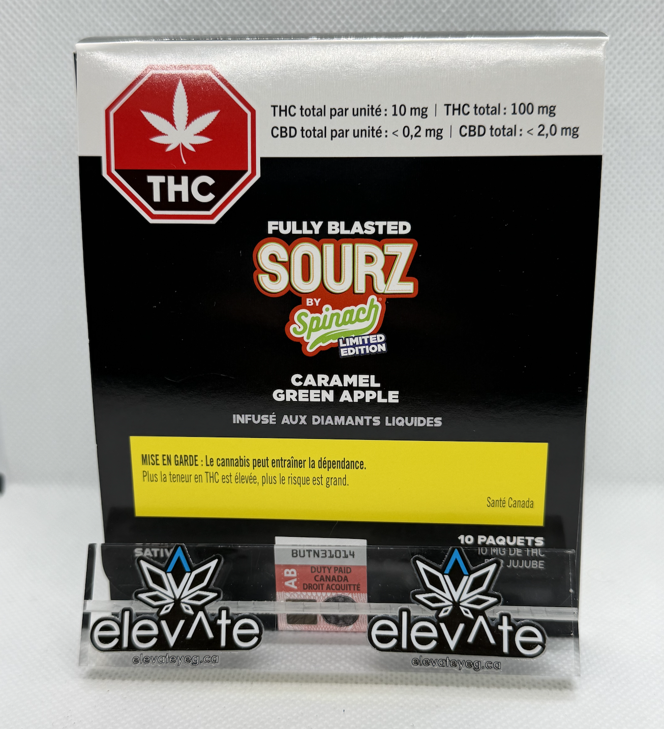 Multipack Spinach Sourz Fully Blasted Caramel Green Green Apple Soft Chews x10 - Sativa edibles at Elevate Cannabis Co., Edmonton