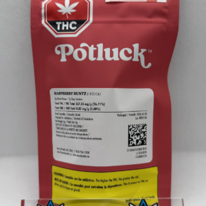Potluck Raspberry Runtz 7g - Indica flower at Elevate Cannabis Co., Edmonton