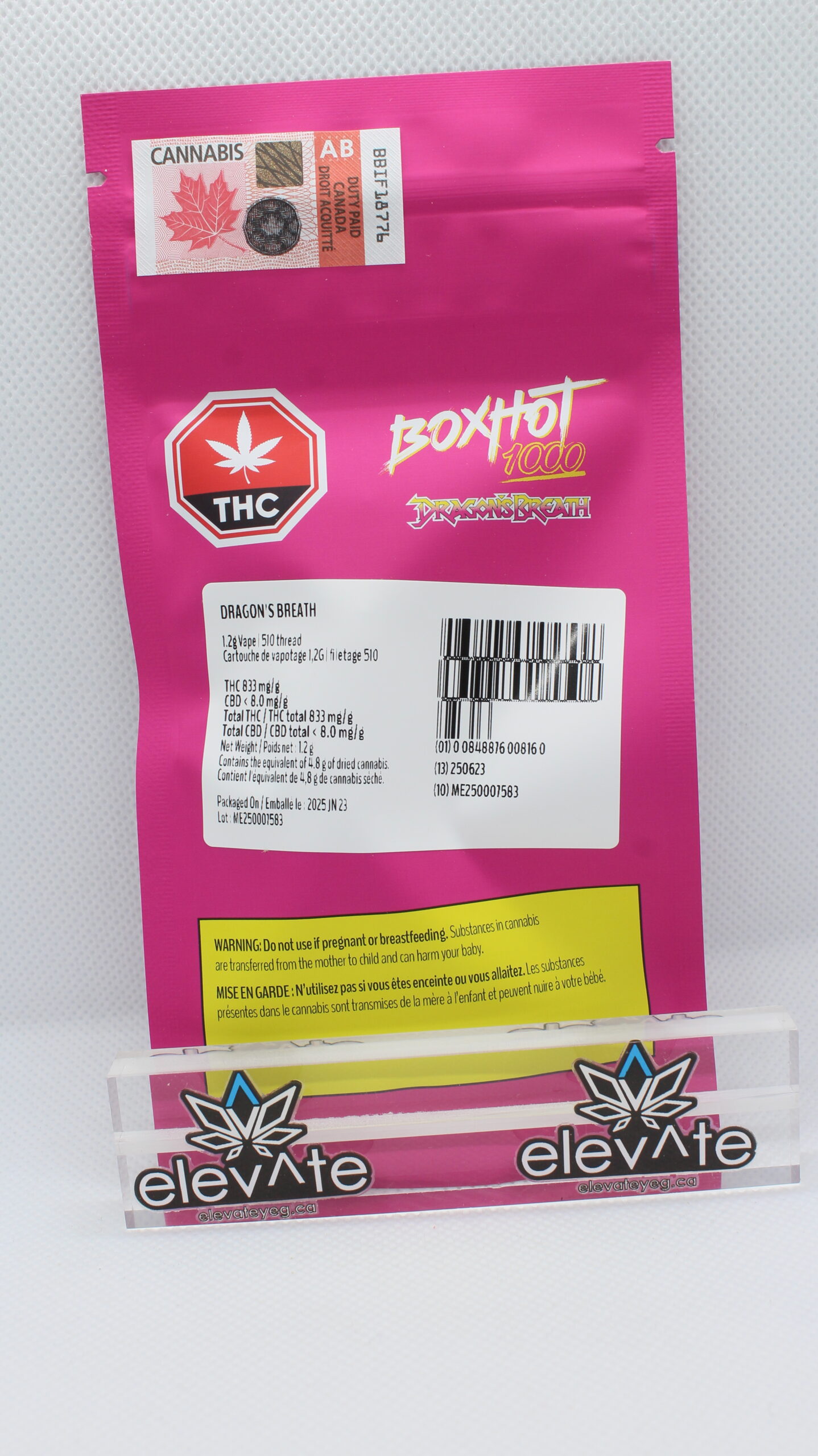 BOXHOT Dragons's Breath Vape Cart 1.2g - concentrates at Elevate Cannabis Co., Edmonton