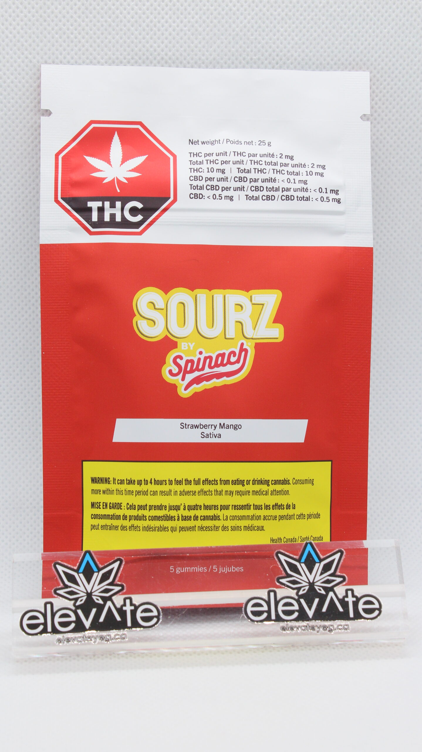 Spinach Sourz Strawberry Mango Soft Chews x 5 - Sativa edibles at Elevate Cannabis Co., Edmonton
