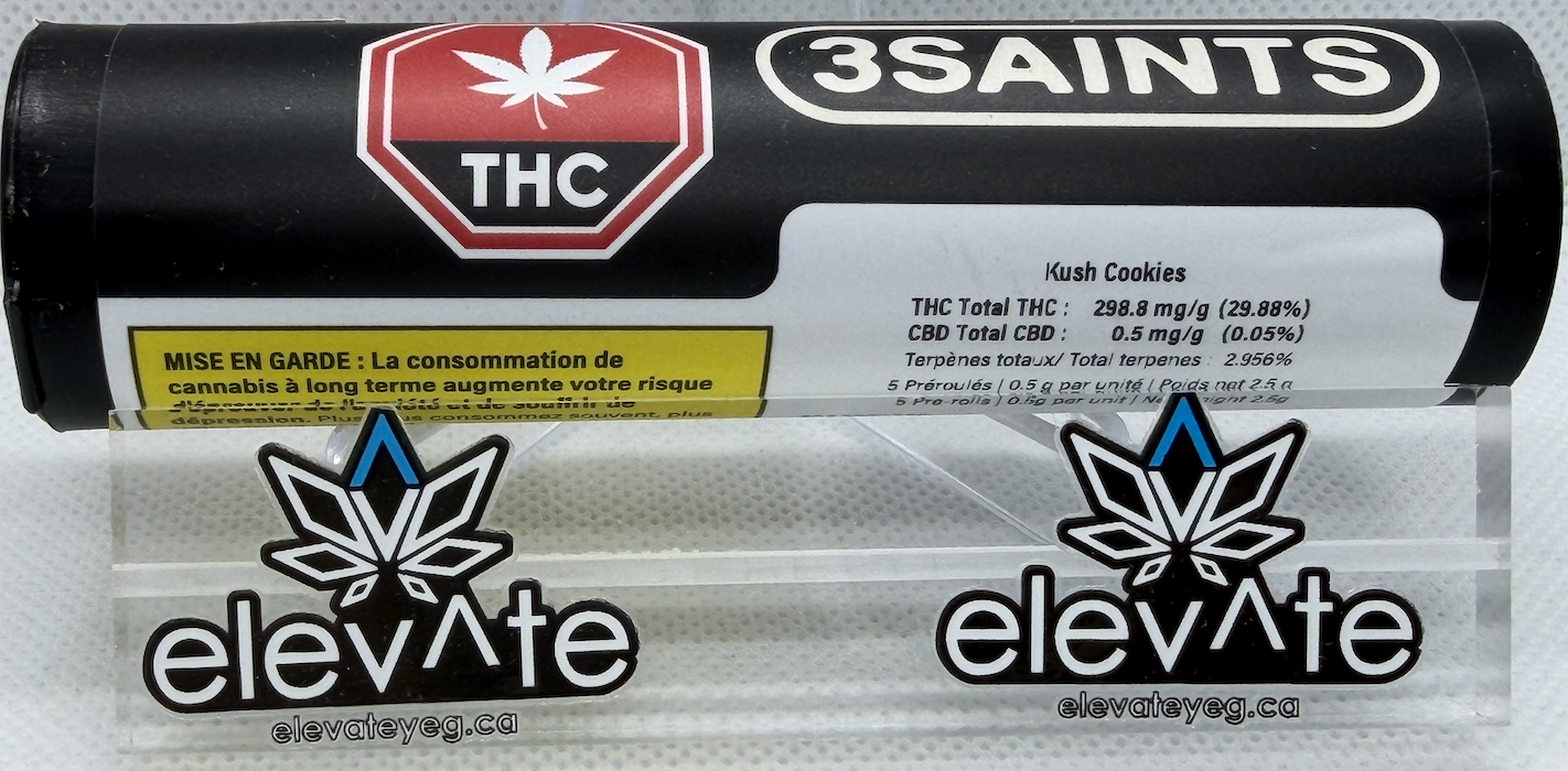 3Saints Kush Cookies Pre Rolls 5 x 0.5g - Indica pre-roll at Elevate Cannabis Co., Edmonton