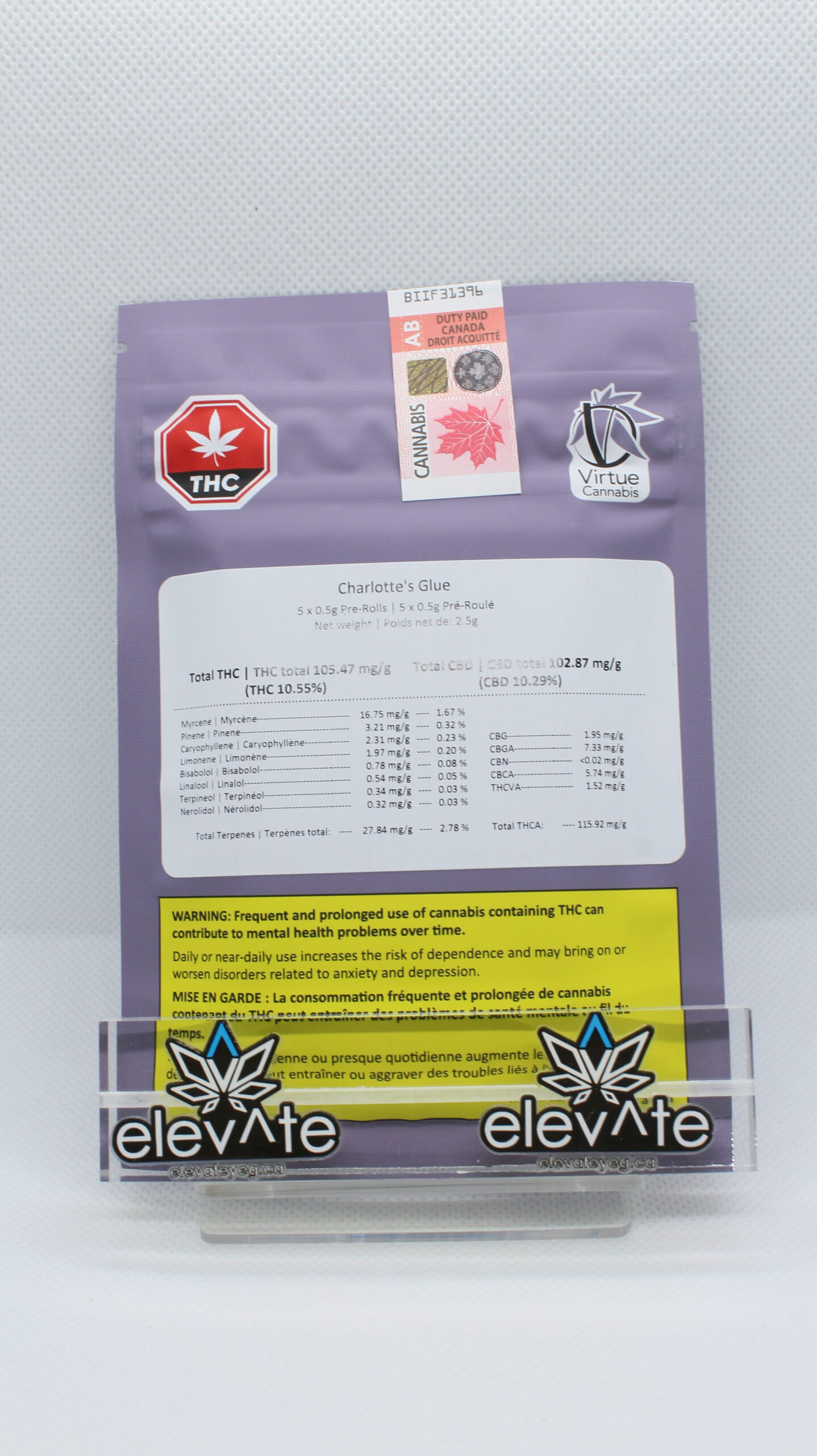 Virtue Cannabis Charlotte's Glue Pre Rolls 5 x 0.5g - Sativa pre-roll at Elevate Cannabis Co., Edmonton