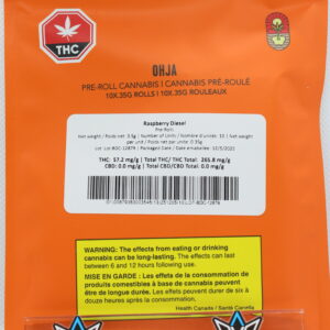 OHJA Raspberry Diesel 10 x 0.35g Pre Rolls - Sativa pre-roll at Elevate Cannabis Co., Edmonton