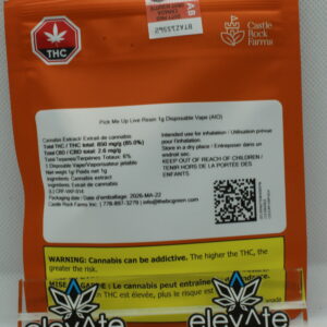 Castle Rock Farms Inc. Pick Me Up Live Resin Disp. Vape 1g - disposable vapes at Elevate Cannabis Co., Edmonton