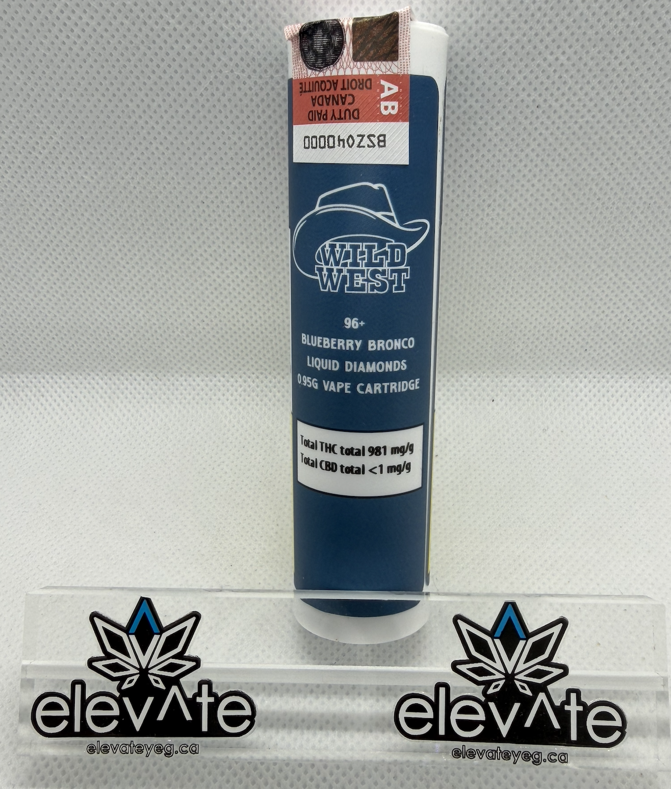 Wild West 96+ Blueberry Bronco Vape Cart 0.95g - 510 carts at Elevate Cannabis Co., Edmonton