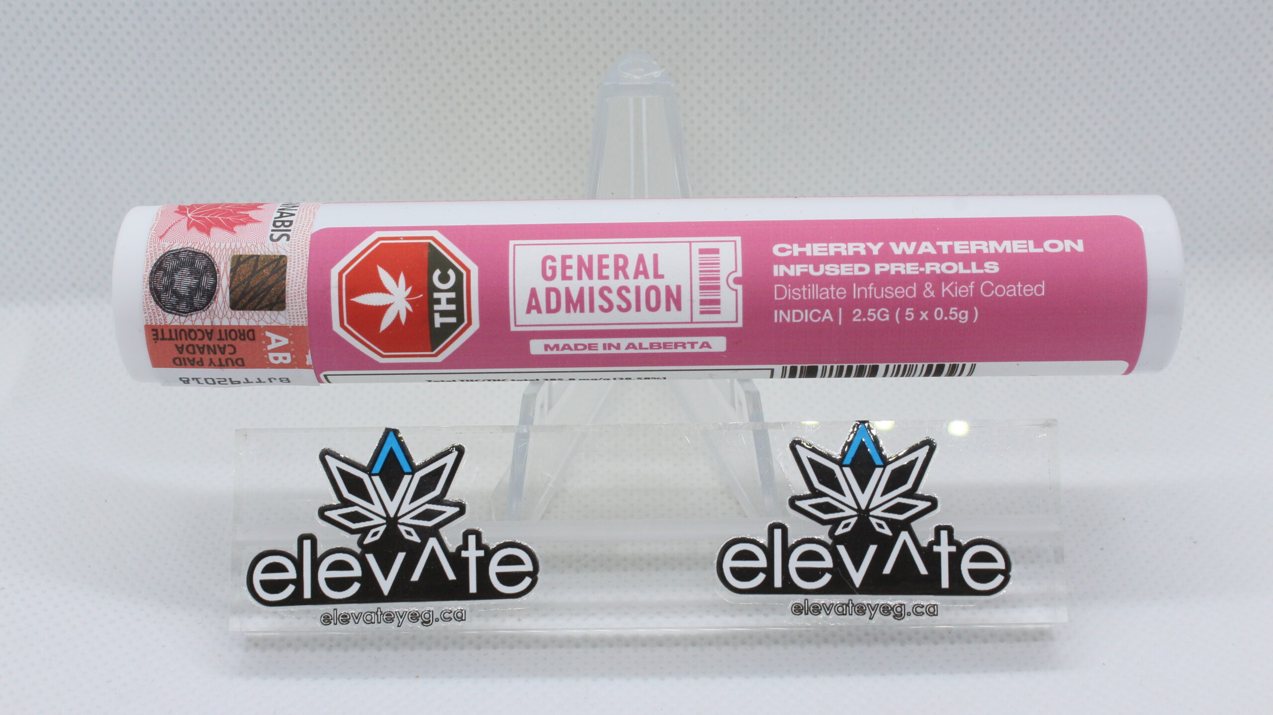 G Admission Cherry Watermelon Distillate Infused 5 x 0.5g Pre-Rolls - Indica pre-roll at Elevate Cannabis Co., Edmonton