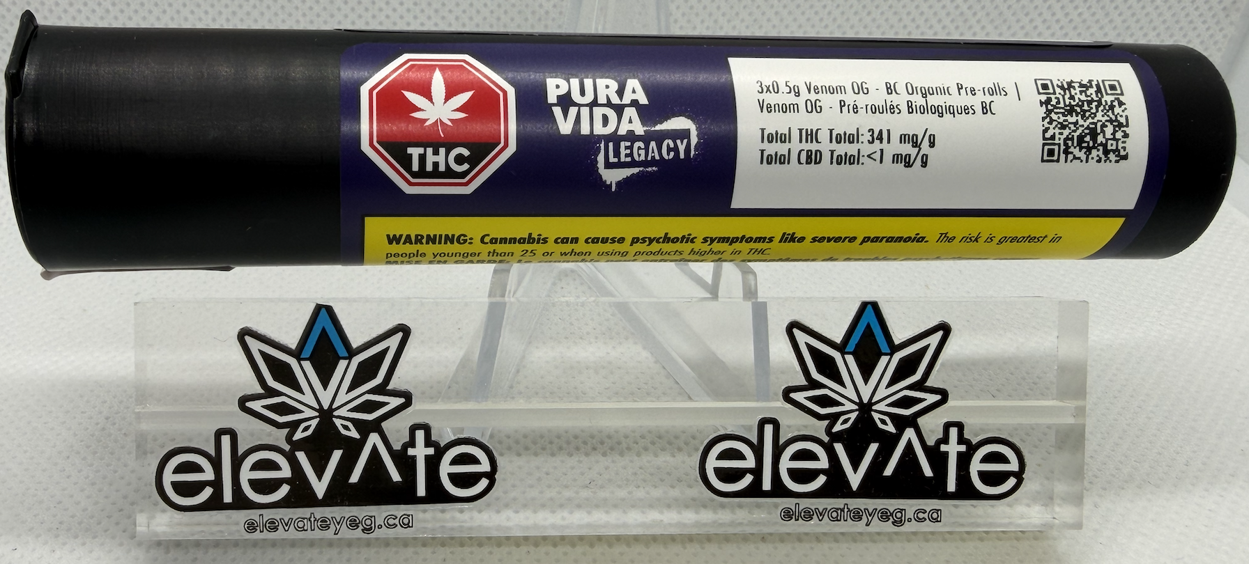 Pura Vida Venom OG Pre Rolls 3 x 0.5g - Indica pre-roll at Elevate Cannabis Co., Edmonton