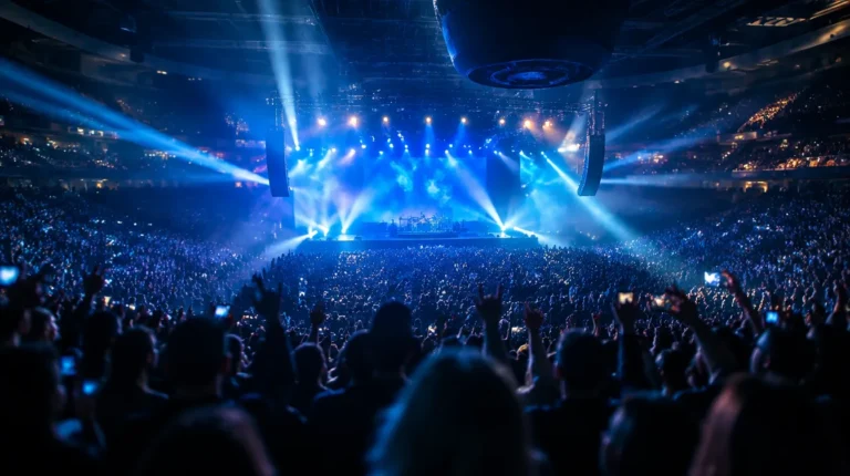 Concert crowd under blue stage lights at one of the Rogers Place events in September 2026, Downtown Edmonton